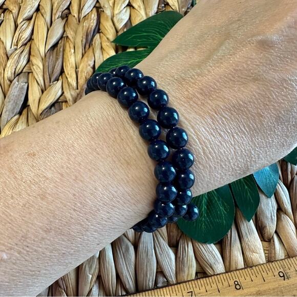 BOGO FREE STRETCHY BEADED BRACELET navy blue - Picture 1 of 5
